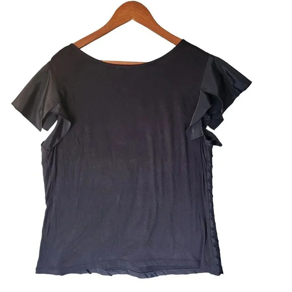 NWOT Nic & Zoe Fiesta Top Women's Size XL Black Short Flutter Sleeve Pullover - Picture 4 of 10